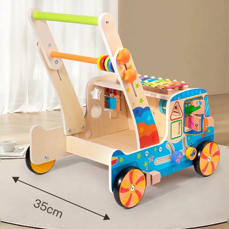 Antepremergător Multifuncțional Montessori din Lemn 9 în 1 – Centru de Activități Educative cu Xilofon, Sortator Forme, Labirint, Roți Dințate și Jocuri Motorii, Reglabil pe Înălțime, 36+ Luni - imagine 10