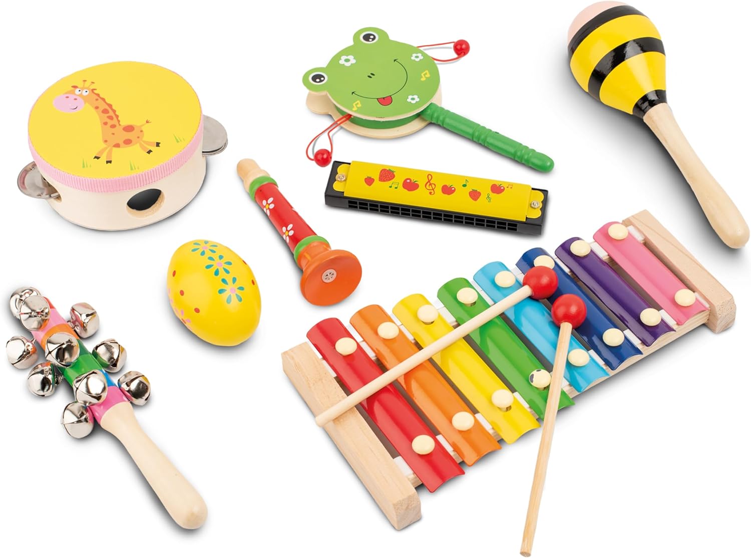 Set 8 instrumente muzicale din lemn pentru copii, 3 ani+ - imagine 5