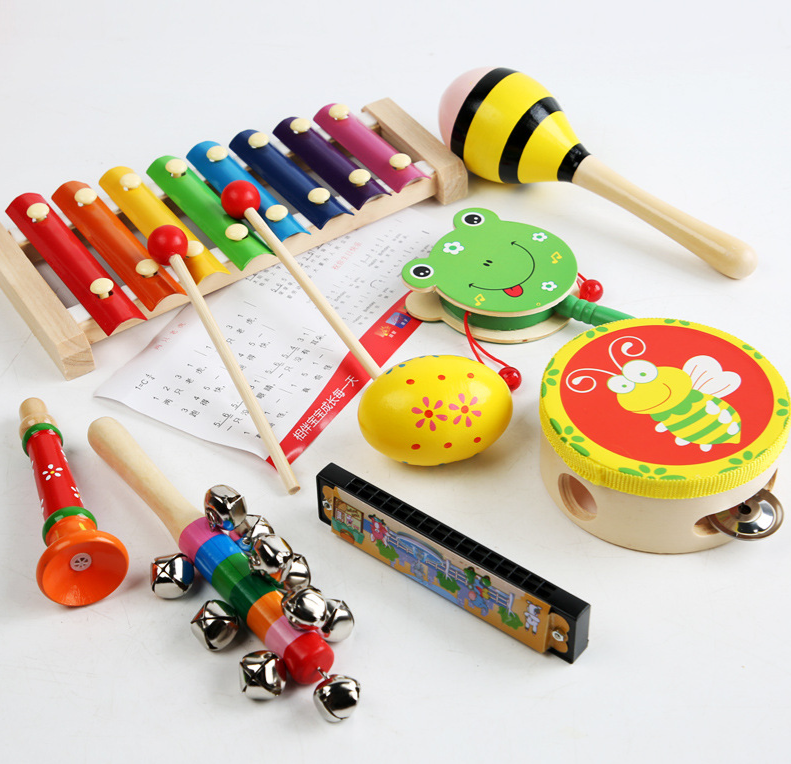 Set 8 instrumente muzicale din lemn pentru copii, 3 ani+ - imagine 3