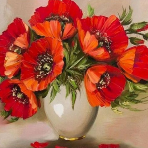Tablou Pictură pe Numere Stuniko® Peisaj “Flori de Foc”, 30 x 20 cm, Kit Pictură cu Pânză Numerotată, Vopsele și Pensule, Tablou DIY Hobby Creativ pentru Adulti si Copii 8+