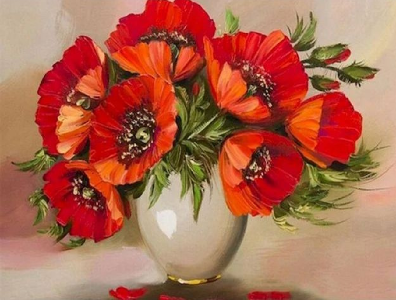 Tablou Pictură pe Numere Stuniko® Peisaj “Flori de Foc”, 30 x 20 cm, Kit Pictură cu Pânză Numerotată, Vopsele și Pensule, Tablou DIY Hobby Creativ pentru Adulti si Copii 8+