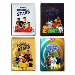 Set 220 Cartonașe World Football Stars, 4 Pachete x 55 Cartonașe cu Fotbaliști pentru Copii și Fani ai Fotbalului, Cadou Ideal, 8+ Ani