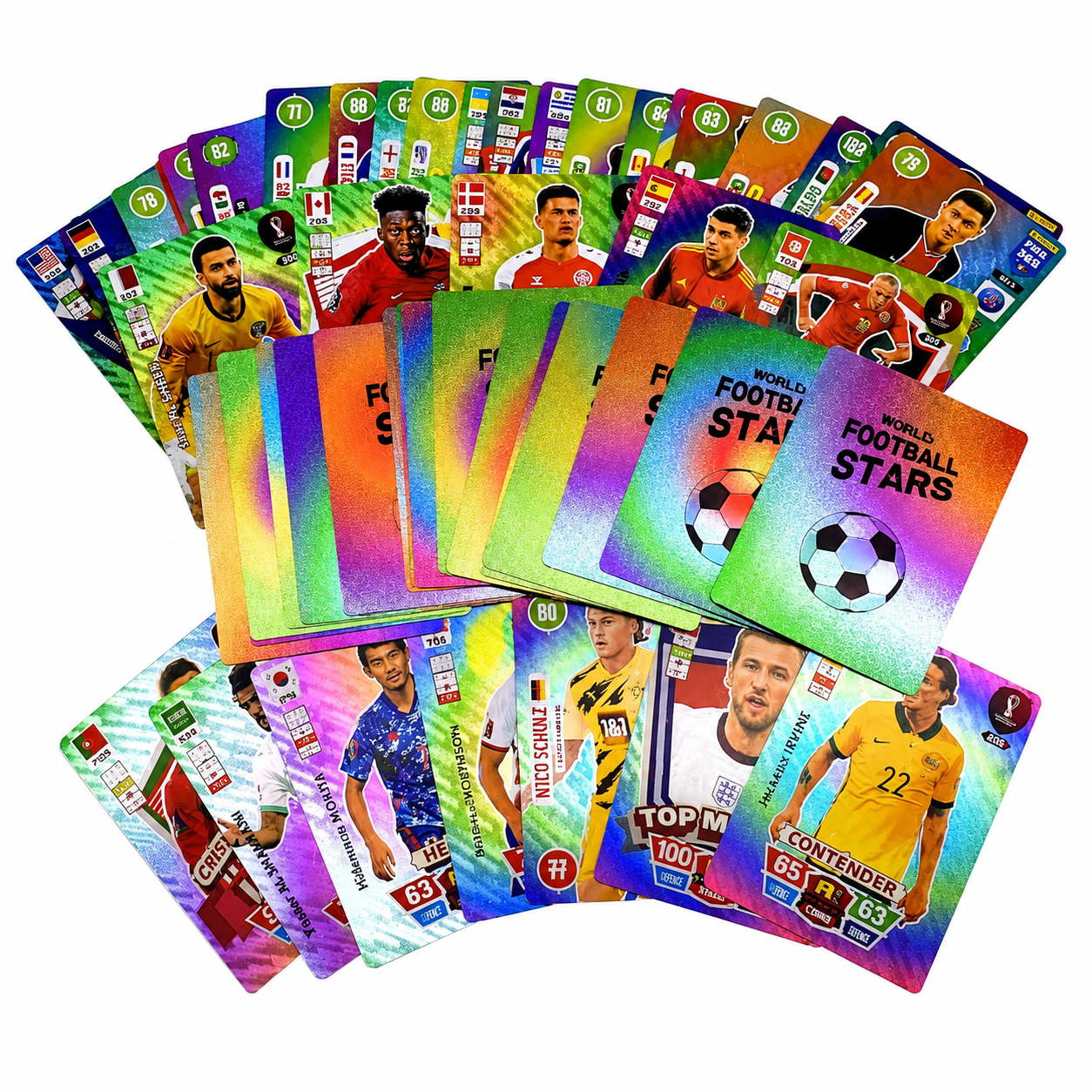 Set 220 Cartonașe World Football Stars, 4 Pachete x 55 Cartonașe cu Fotbaliști pentru Copii și Fani ai Fotbalului, Cadou Ideal, 8+ Ani - imagine 3