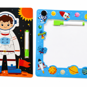 Joc pentru Copii 2 in 1, Puzzle Educativ cu Sistemul Solar, 12 Piese Puzzle, 8 Planete si Tablă de Desenat cu Cariocă și Gumă, 33 x 22,5 cm, 3+ Ani