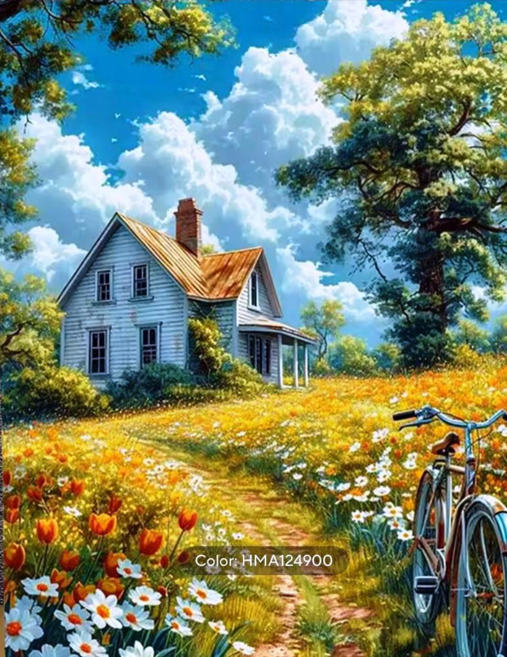 Tablou Pictură pe Numere Stuniko® Peisaj “Popas pe Campul Aurit”, 50 x 40 cm, Kit Pictură cu Pânză Numerotată, Vopsele și Pensule, Tablou DIY Hobby pentru Adulti si Copii 8+