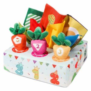 Cutie Senzorială Montessori pentru Bebeluși și Copii, 6 Morcovi Numerotați și 6 Șervețele Textile, Joc Educativ pentru Motricitate Fină, Culori și Numere, 18+ Luni