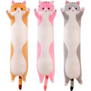 Jucărie de Pluș Pisică Lungă 70 cm, Pernă Decorativă Tip Body Pillow, Plus Moale Catifelat, Păpușă de Îmbrățișat, Cadou pentru Copii, 3+ Ani