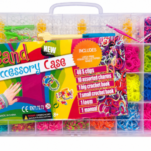 Set Creativ pentru Brățări din Elastice, 18 Culori, Război de Țesut, 48 Clipsuri și 10 Charm-uri, Croșete și Accesorii, Joc DIY pentru Copii, 8+ Ani